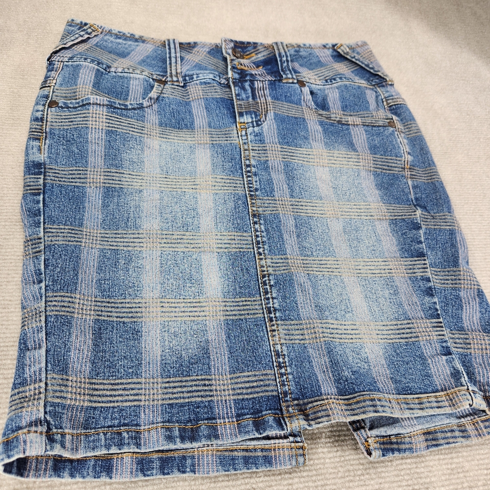 Farlow Jeans Plaid Denim Skirt